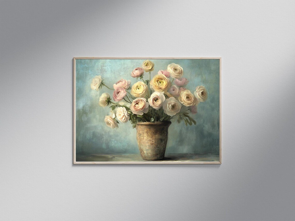 Elegant Vintage Floral Wall Art, Rustic Bouquet Print