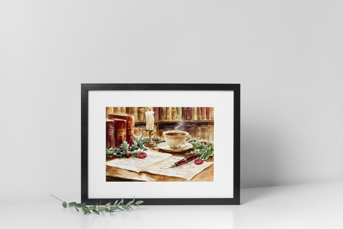 Rustic Christmas Writing Scene, Holiday Desk Decor - Image 3
