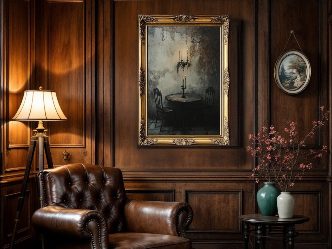 Dark Academia Mysterious Vintage Gothic Scene Poster - Image 2