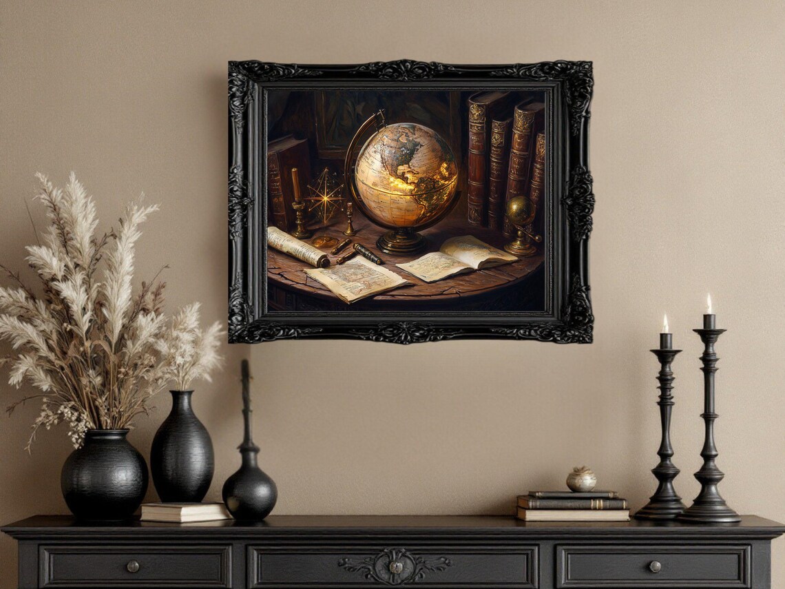 Vintage World Map Globe, Antique Style Study Decor - Image 3