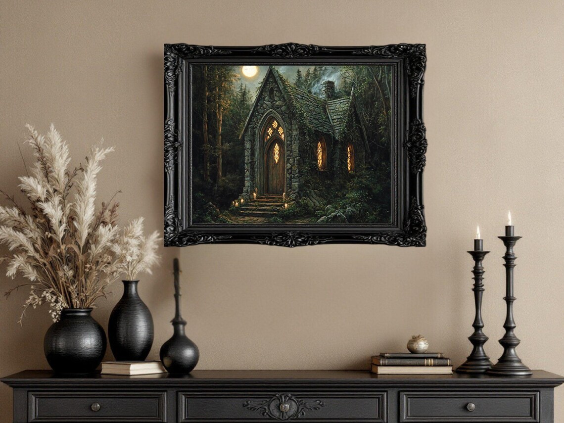 Enchanted Forest Cottage, Gothic Fantasy Art Print - Image 3