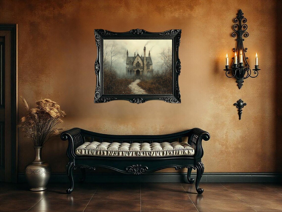 Haunted House Halloween Gothic Home Decor Poster - Image 2