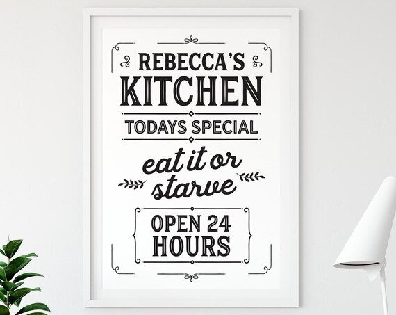 Personalized Kitchen Decor Sign Funny Gift For Mom Chef Mother Gift Restaurant Poster Cafe Wall Art Home Cook Sign