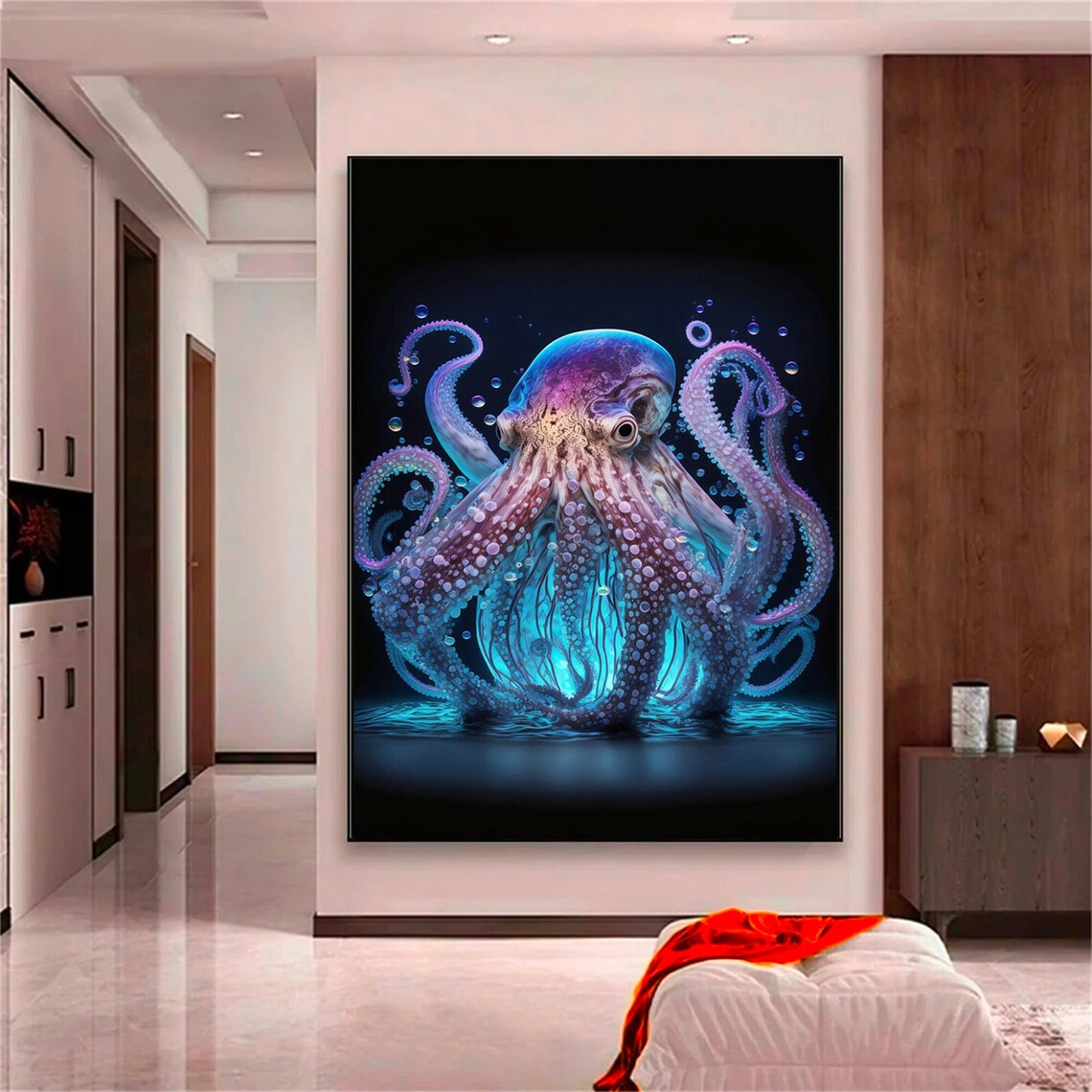 Octopus Wall Art Abstract Canvas Modern Decor Animal Sea Painting Print Colorful
