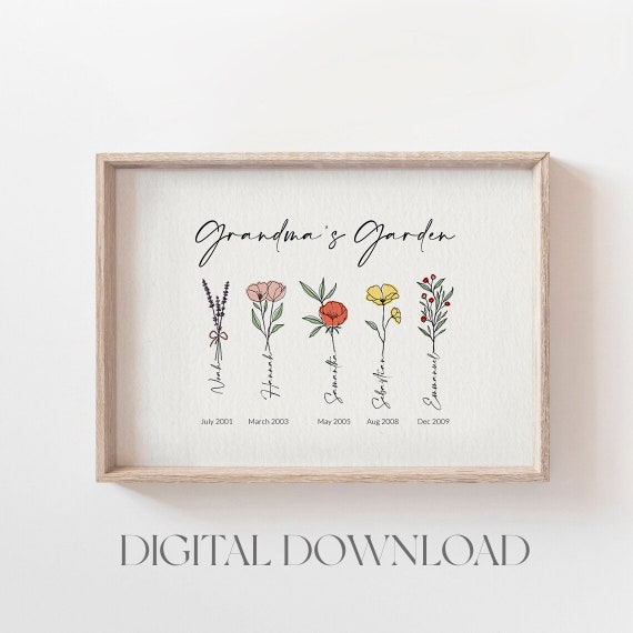 Grandmas Garden Birth Flower Custom Gift Mothers Day Gift Moms Garden Birth Flower Mothers Day Gift For Grandma Wildflower
