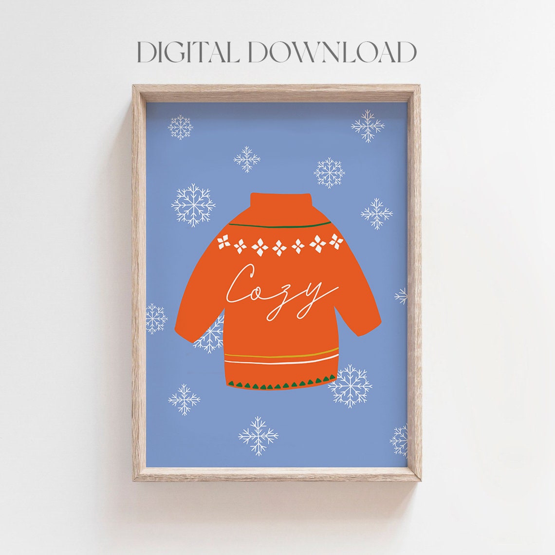 Cozy Christmas Sweater Snowflakes Winter Holiday Decor Knit Poster