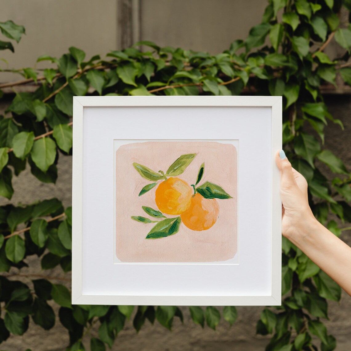 Oranges In Harmony Square Oil Painting Art Print - Image 2