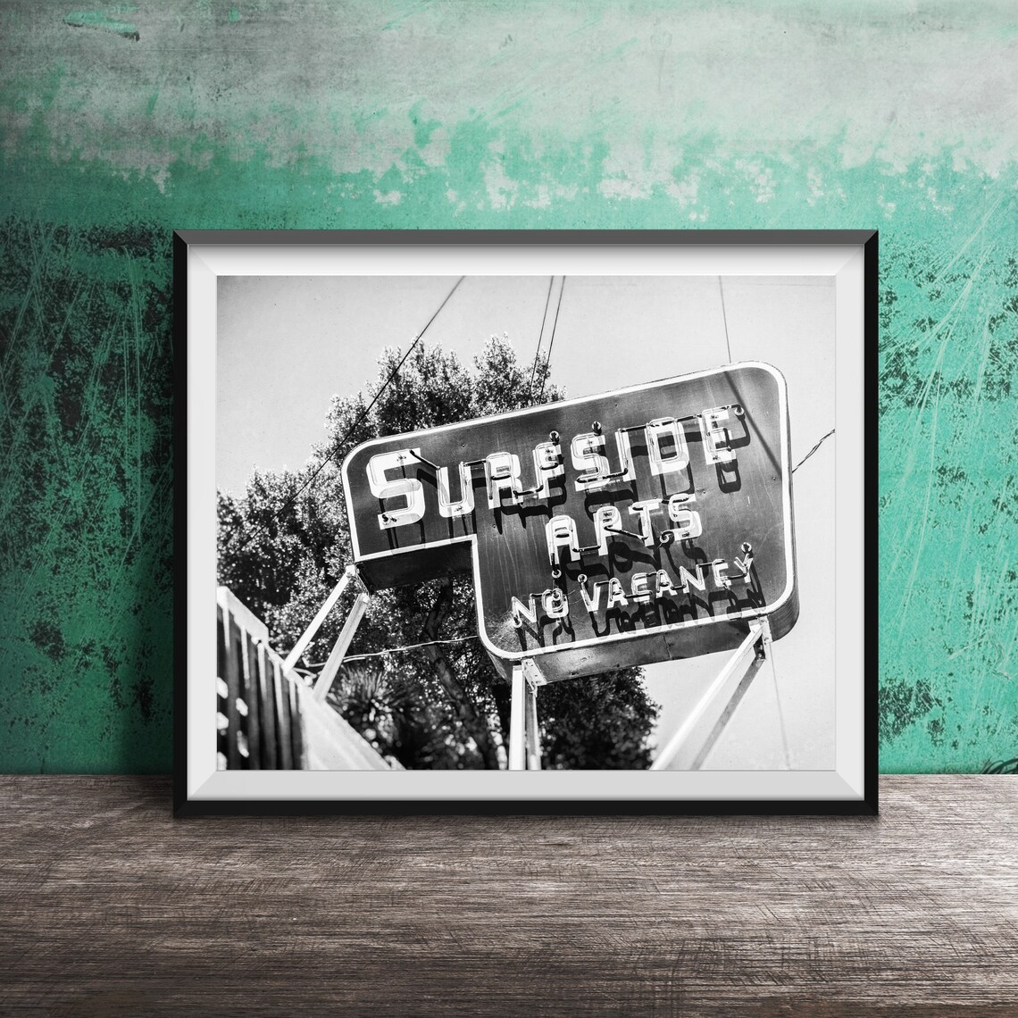 Surfside Apartments No Vacancy Neon Sign Santa Cruz California Poster - Image 2
