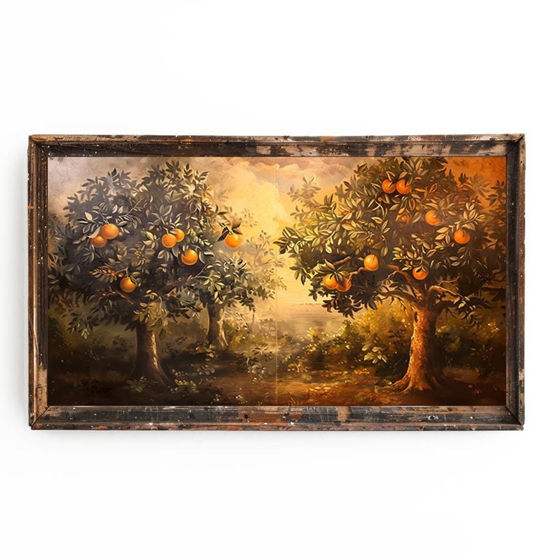 Orange Grove Orchard Painting With Warm Citrus Landscape Glow Poster