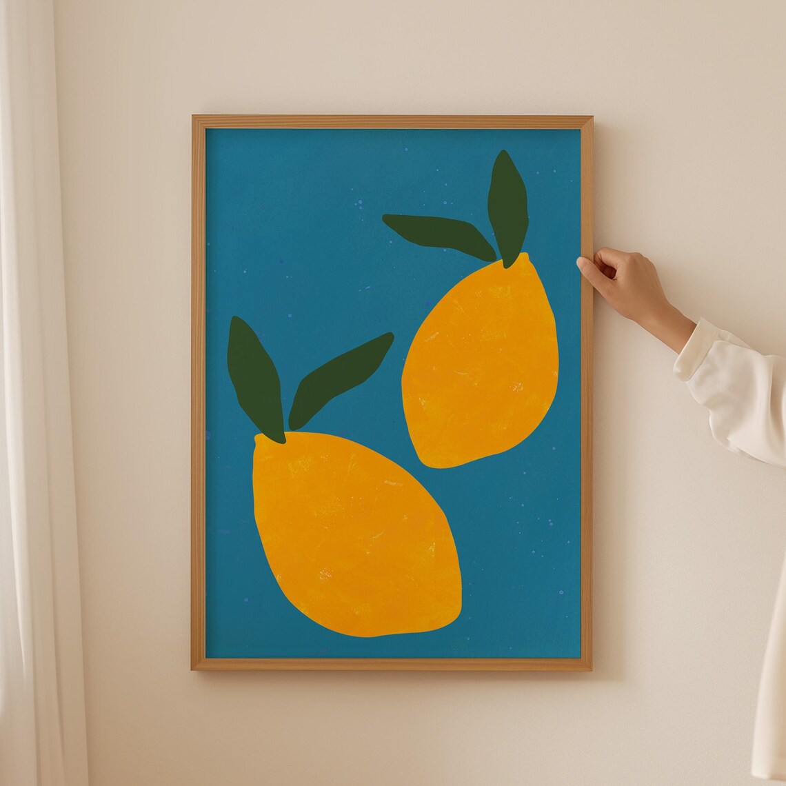 Lemons Poster Fruit Poster Abstract Fruit Print Kitchen Wall Art Retro Fruit Print Hand Drawn Print Lemon Wall Art Trendy Kitchen Art