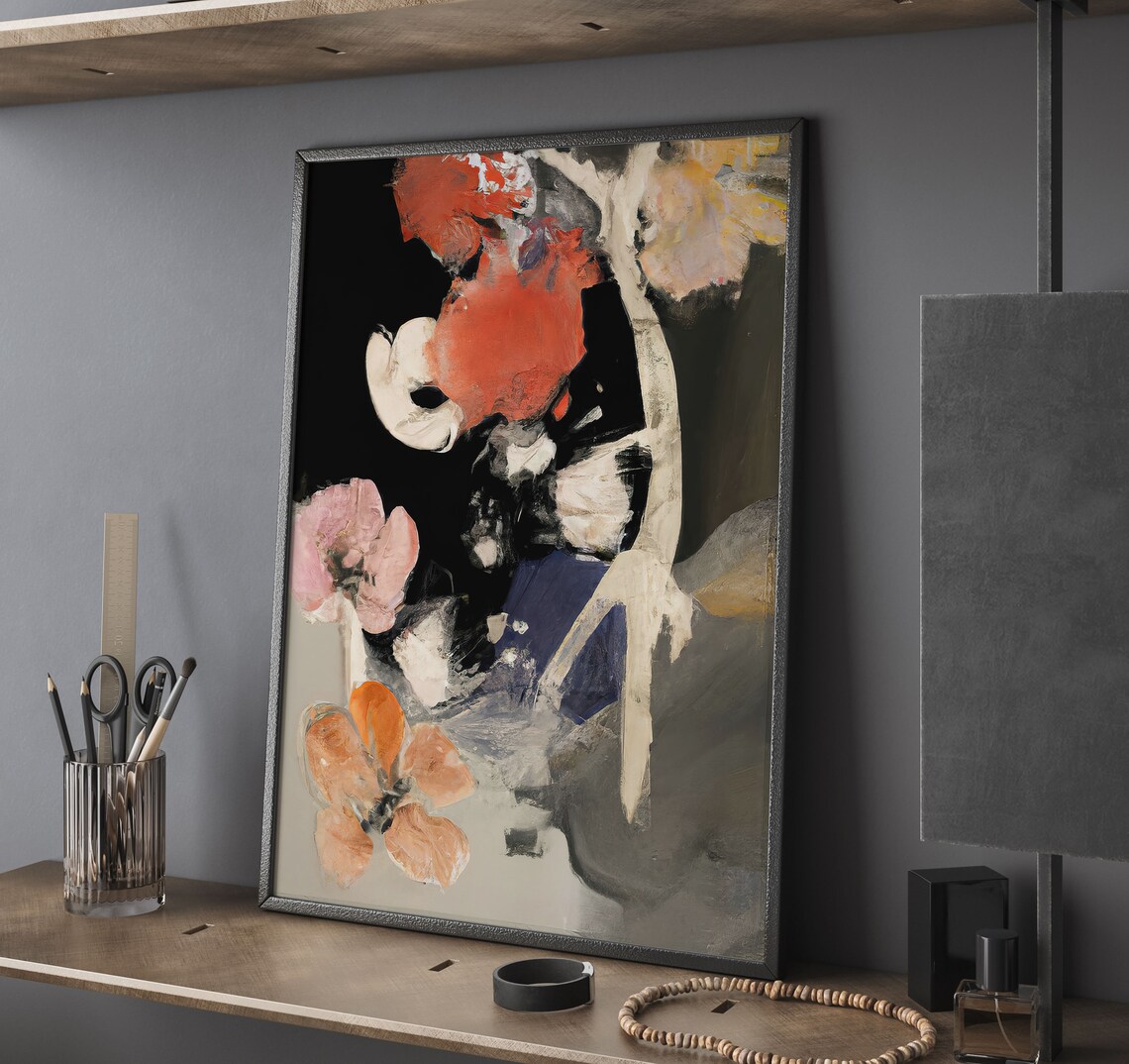 Textured Floral Abstract Art Print, Contemporary Decor