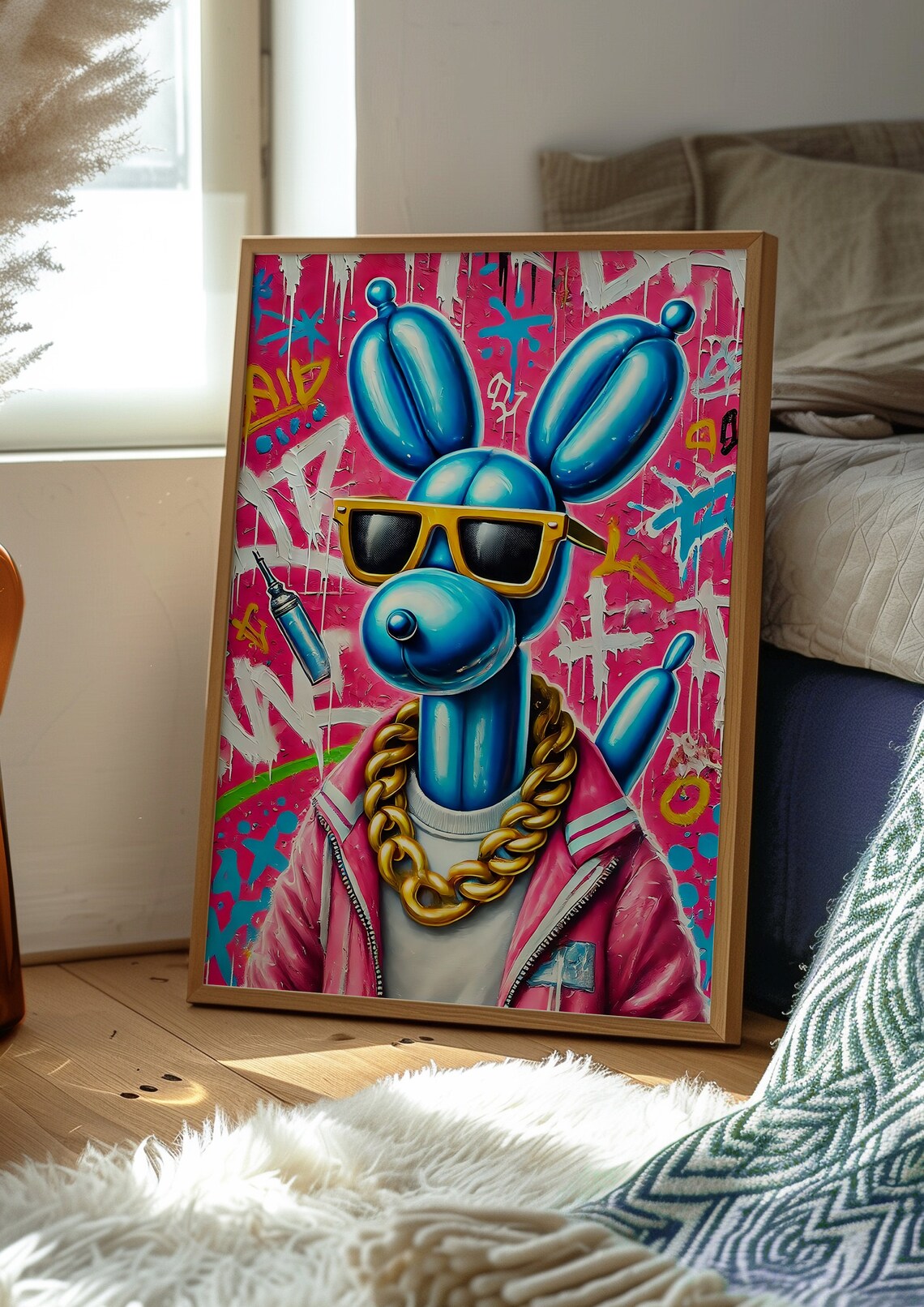 Balloon Dog Trendy Pink Dog Lovers Art Print - Image 2