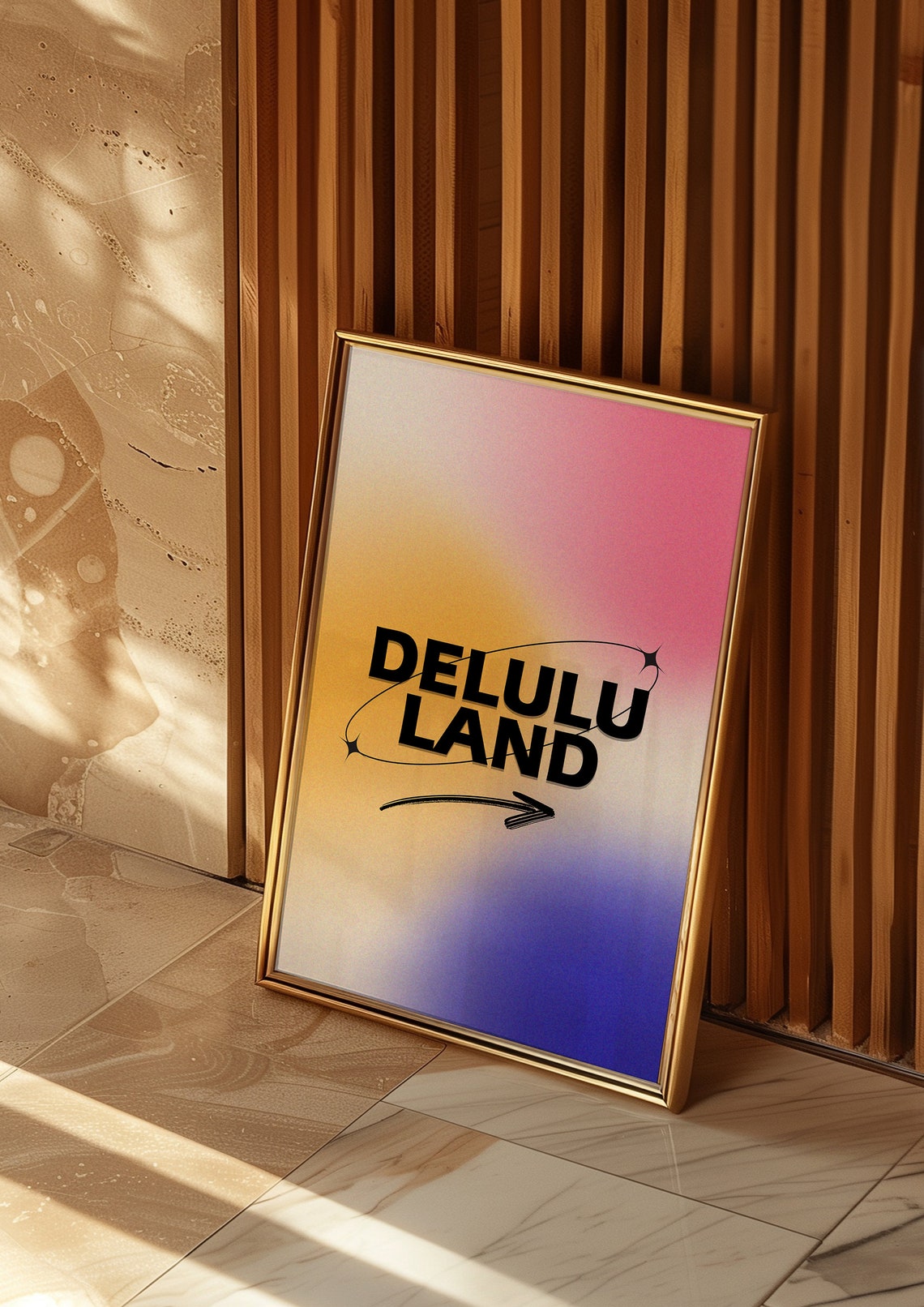 Delulu Land Y2K Gradient Sparkle Bold Trendy Pop Culture Poster - Image 2
