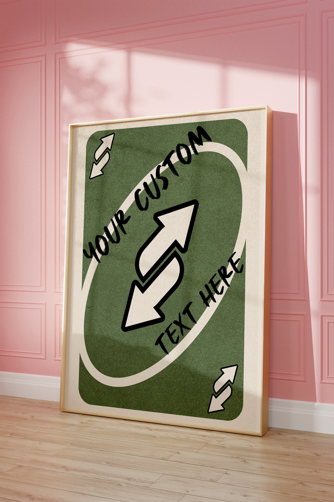 Custom Uno Reverse Card Green Retro Game Room Dorm Decor Wall Art - Image 2