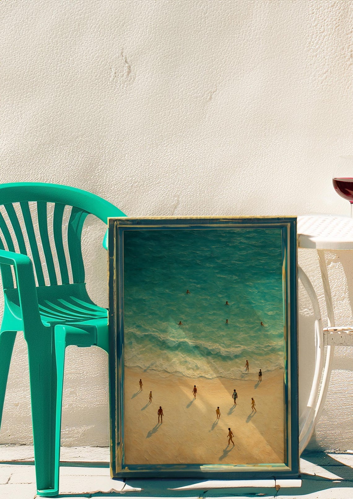 Aerial Beach Turquoise Ocean Swimmers Coastal Photography Wall Poster - Image 4