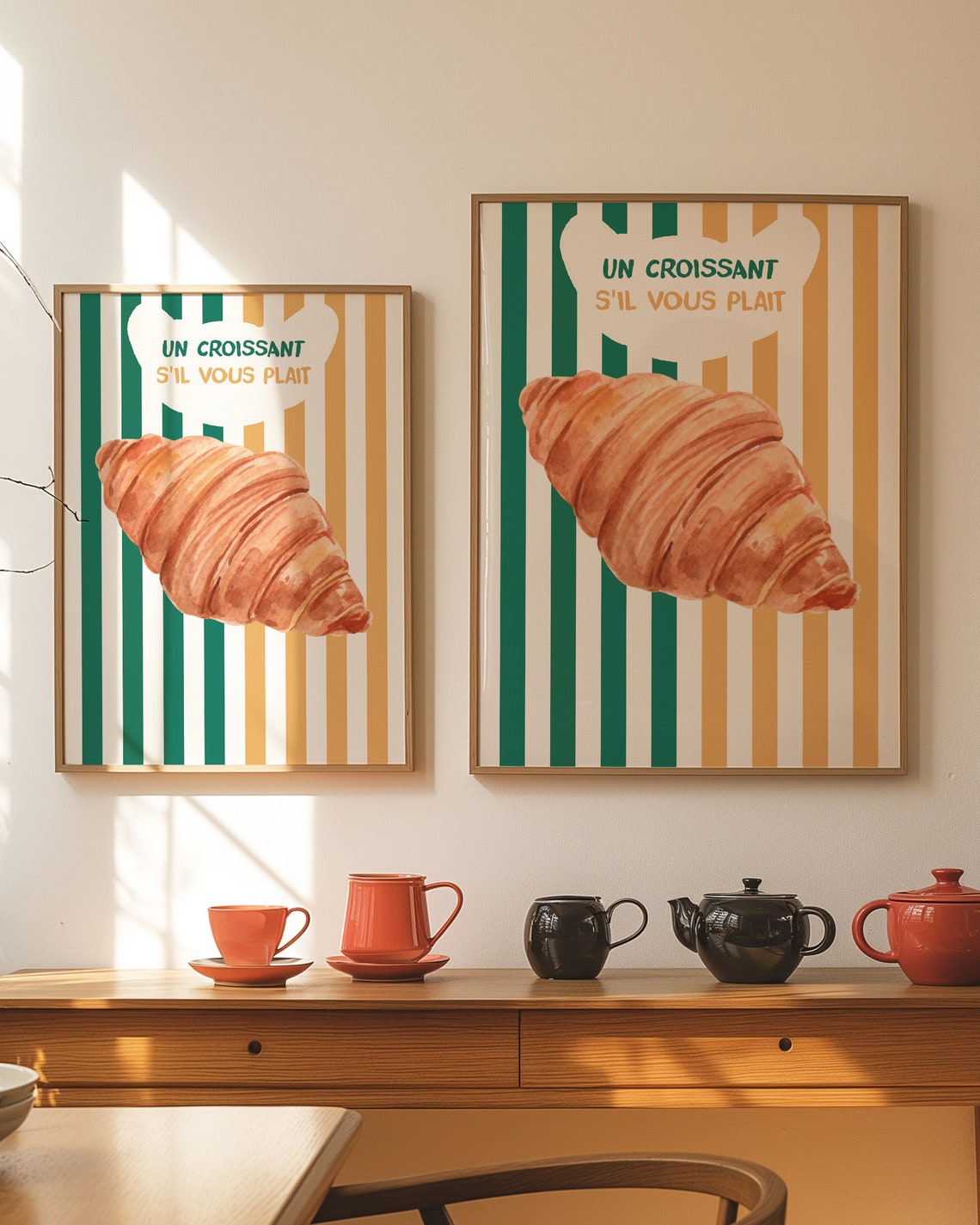 Un Croissant Sil Vous Plait Striped French Kitchen Art Poster - Image 3