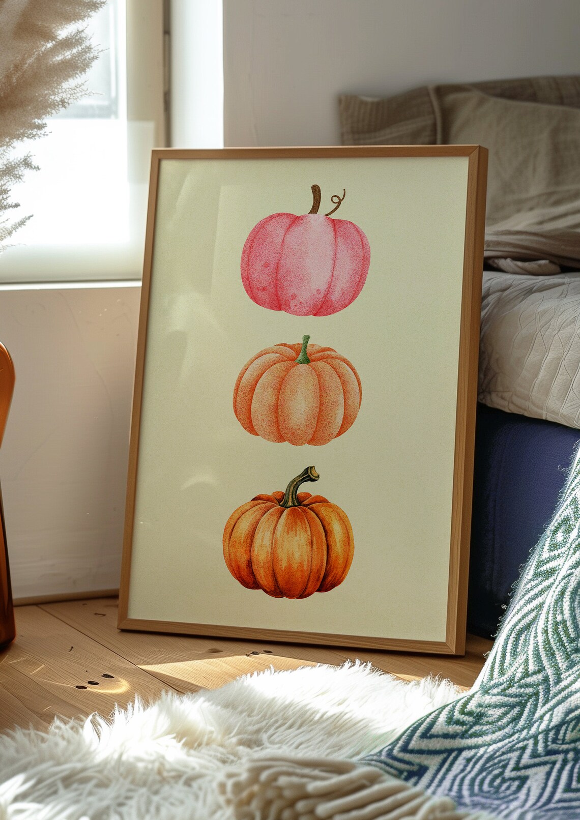 Watercolor Pumpkin Trio Autumn Harvest Kitchen Farmhouse Wall Art - Image 2