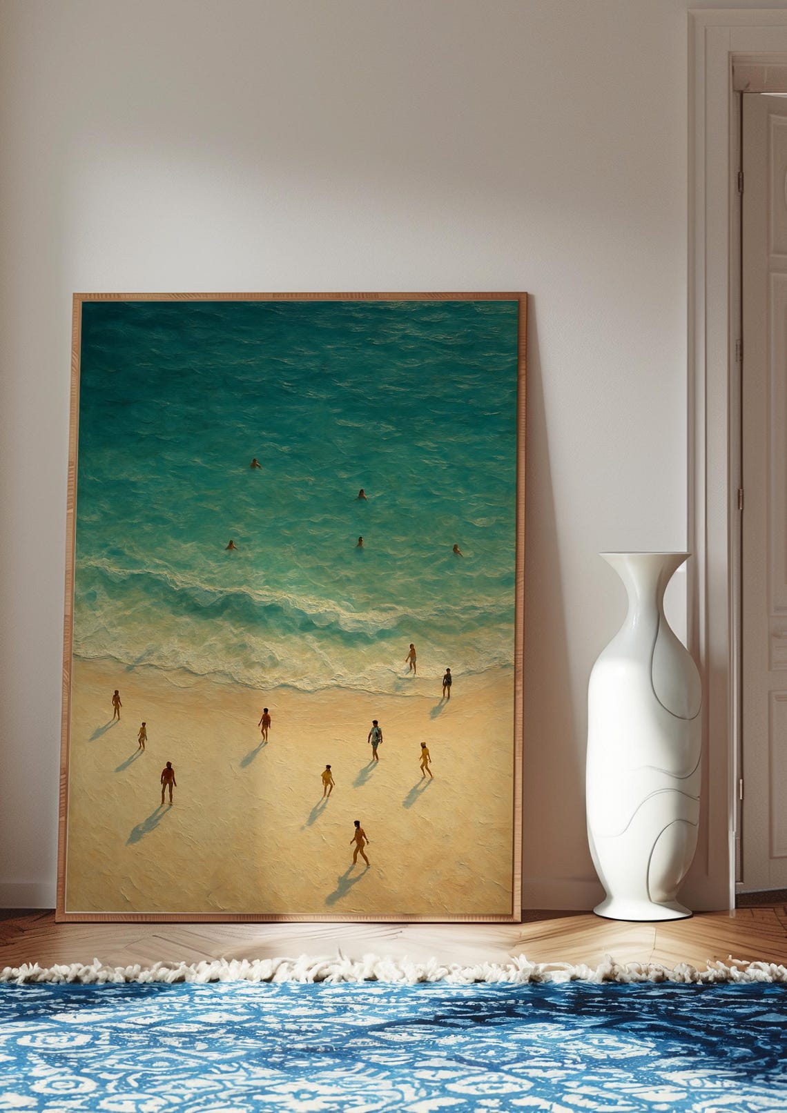 Aerial Beach Turquoise Ocean Swimmers Coastal Photography Wall Poster - Image 3