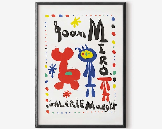 Joan Miro Galerie Maeght Colorful Abstract Figures Art Poster