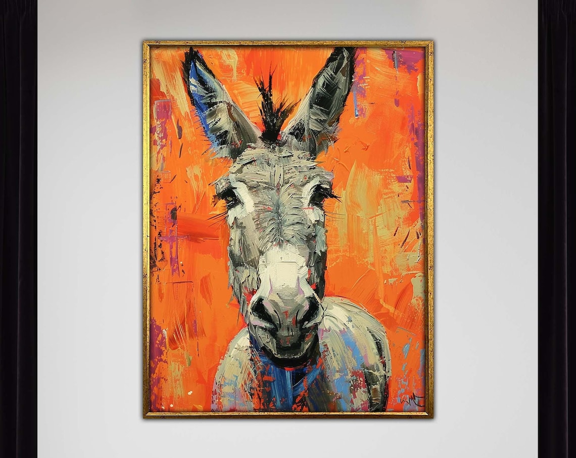 Abstract Donkey Portrait, Modern Animal Wall Art