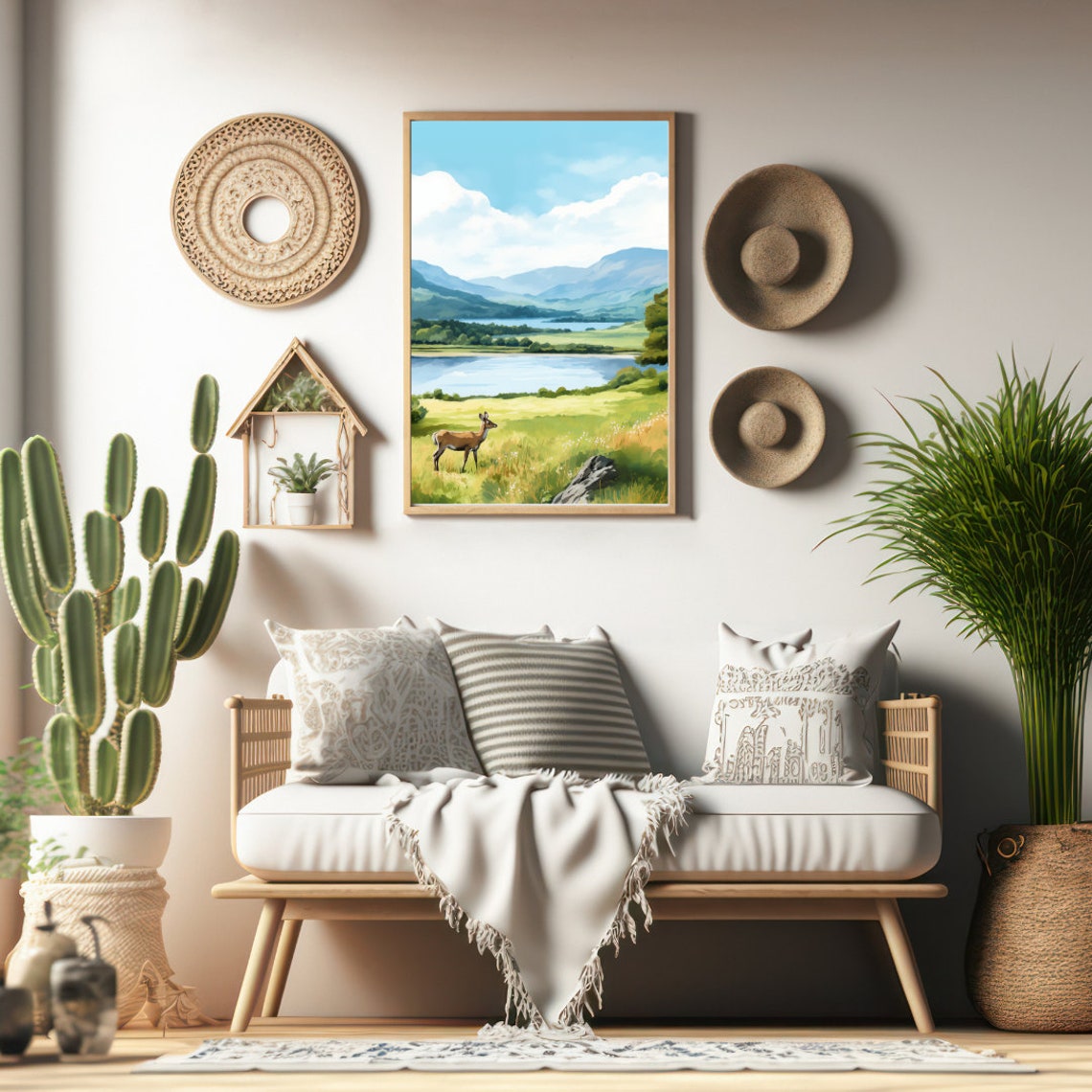 Killarney National Park Deer by the Lakeside Watercolor Poster - Image 2