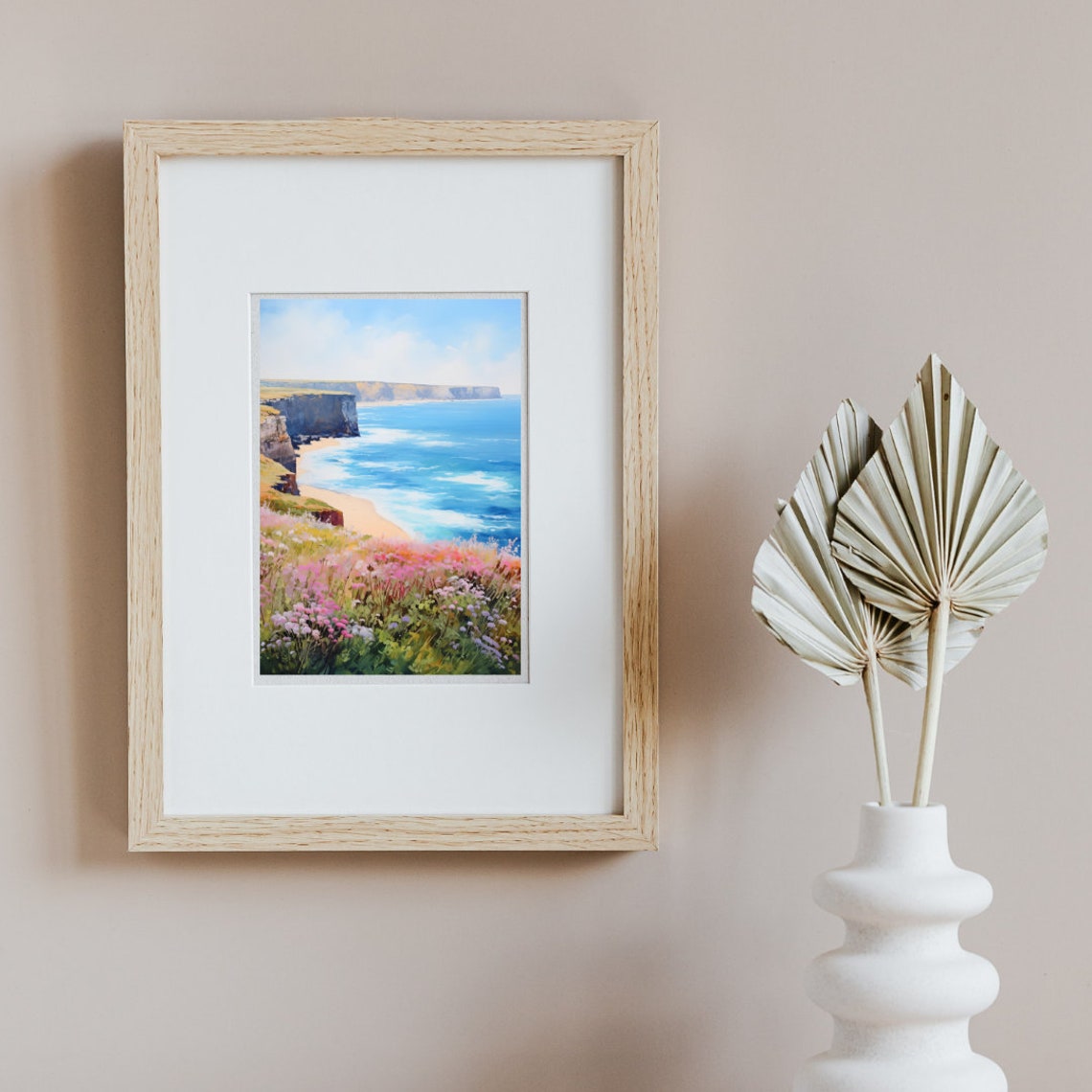 Alentejo Coast Cliff Top Wildflowers Ocean View Watercolor Poster - Image 2