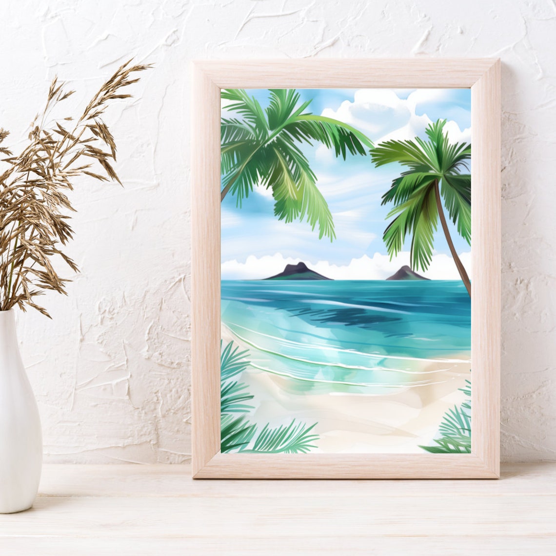 Lanikai Beach Turquoise Water Framed by Palm Trees Oahu Poster - Image 3