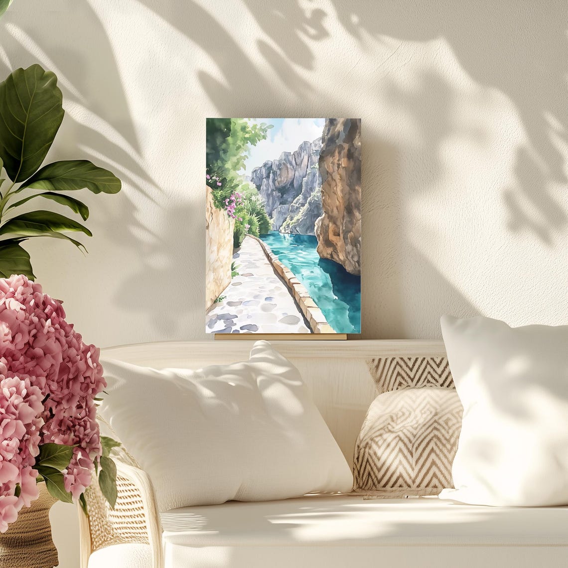 Torrent de Pareis Mallorca Cliff Inlet Watercolor Spain Coastal Poster