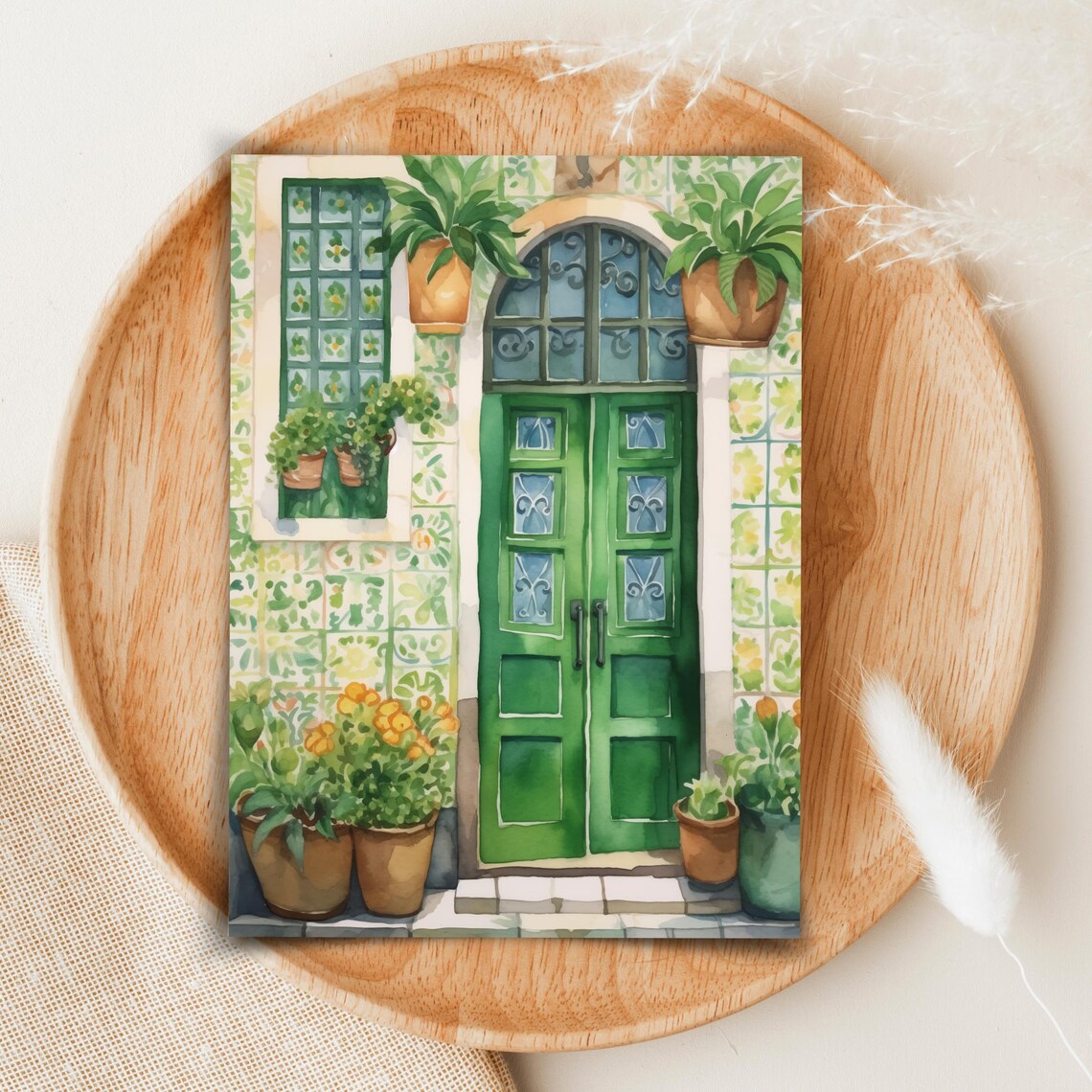 Lisbon Watercolor Travel Poster, Portugal Door - Image 2