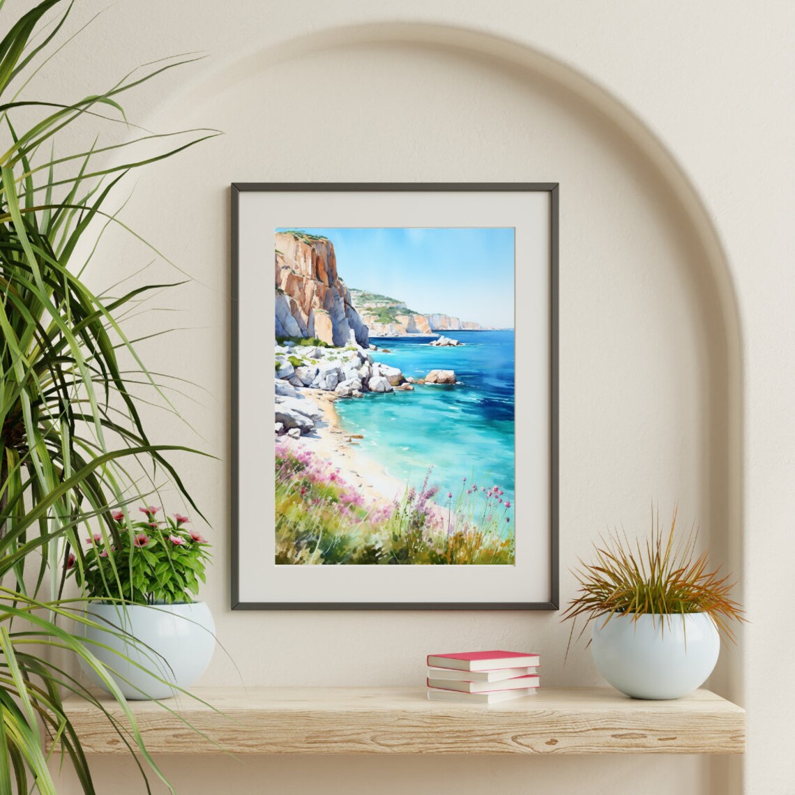 Cala Gonone Watercolor Travel Poster, Sardinia - Image 3