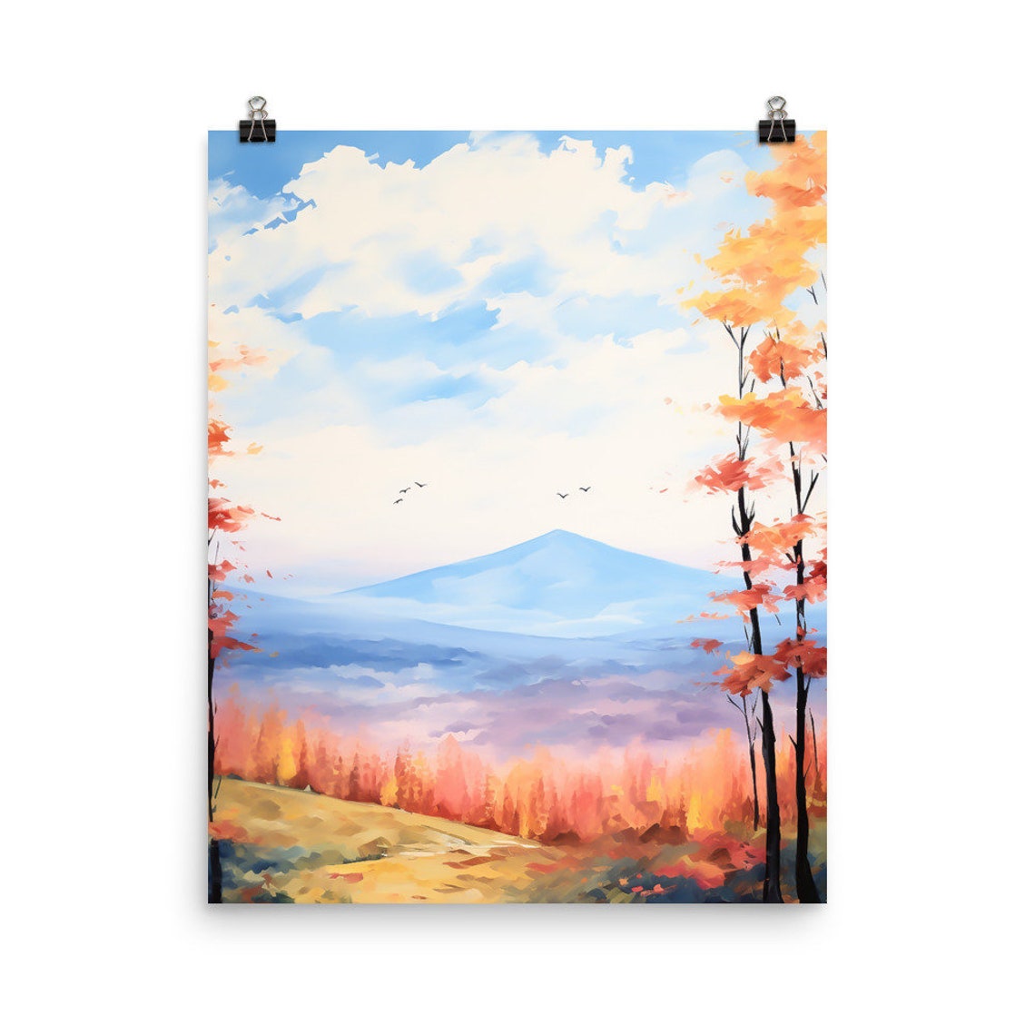 Catskill Mountains Fall Foliage View With Distant Blue Peak Poster