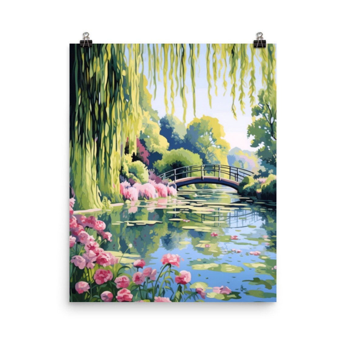 Giverny Gardens Watercolor Travel Poster, France
