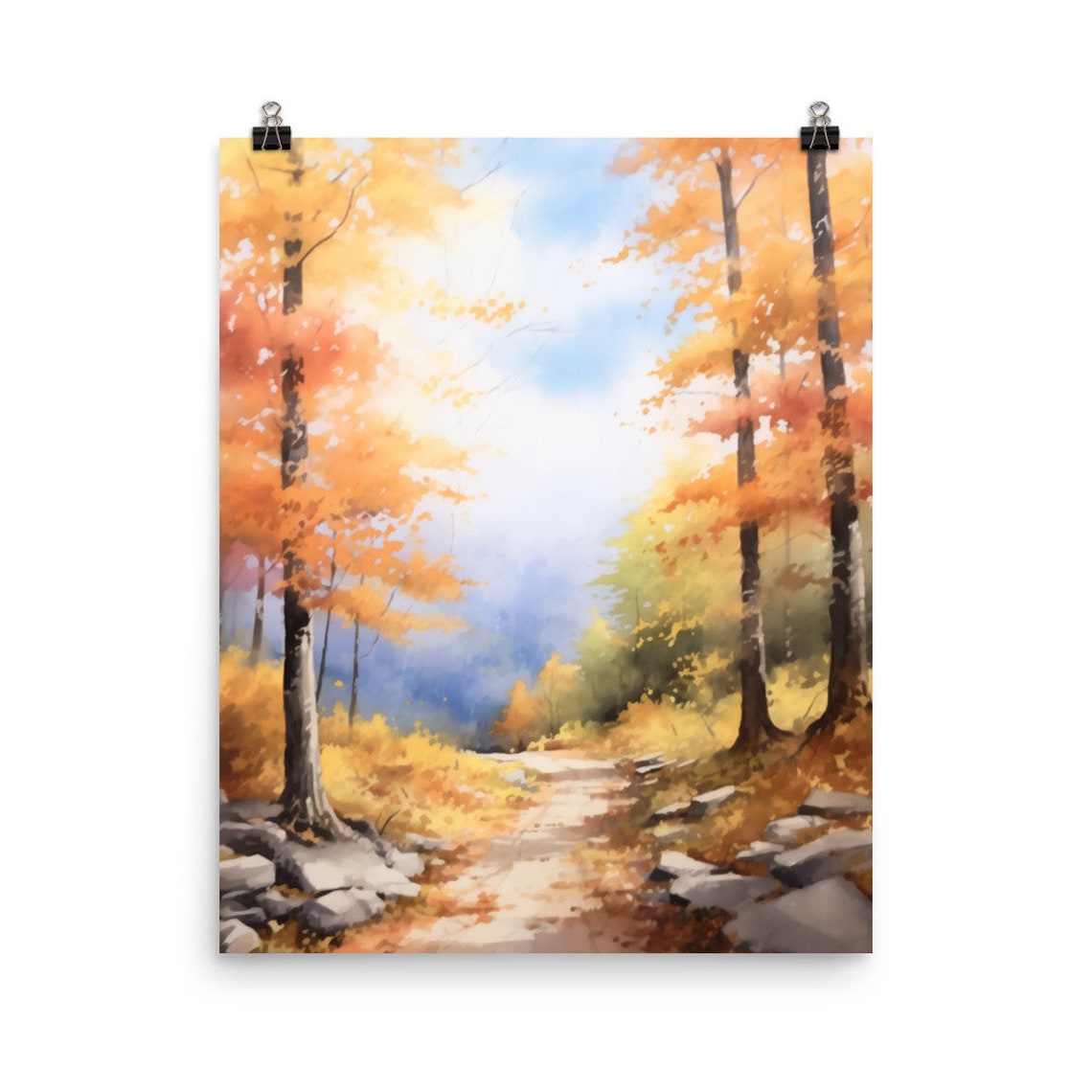 Litchfield Hills Autumn Forest Path With Golden Leaves Poster
