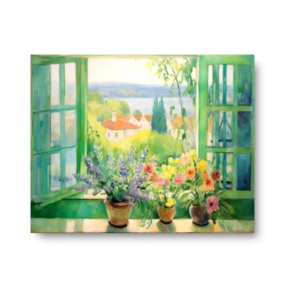 Countryside Landscape Watercolor Art Print, Farmhouse Decor