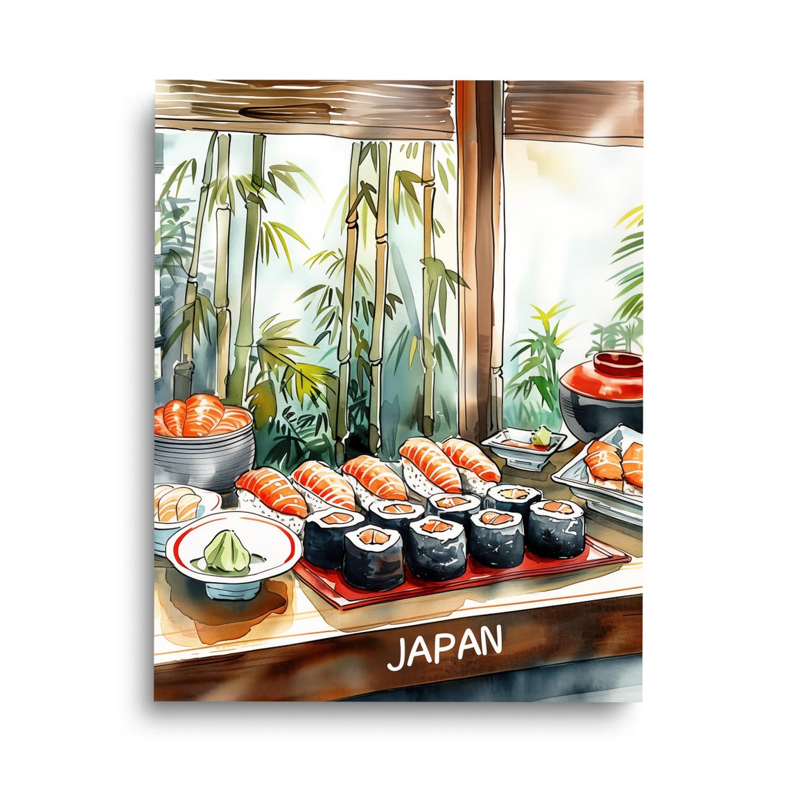 Japanese Kitchen Watercolor Print Japan Travel Gift Asia Poster Sushi Painting Culinary Decor Restaurant Art Food Foodie