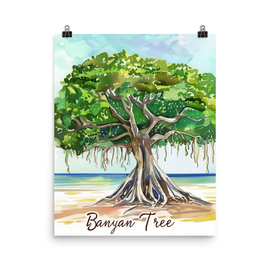 Banyan Tree Giant Spreading Canopy on a Tropical Beach Poster