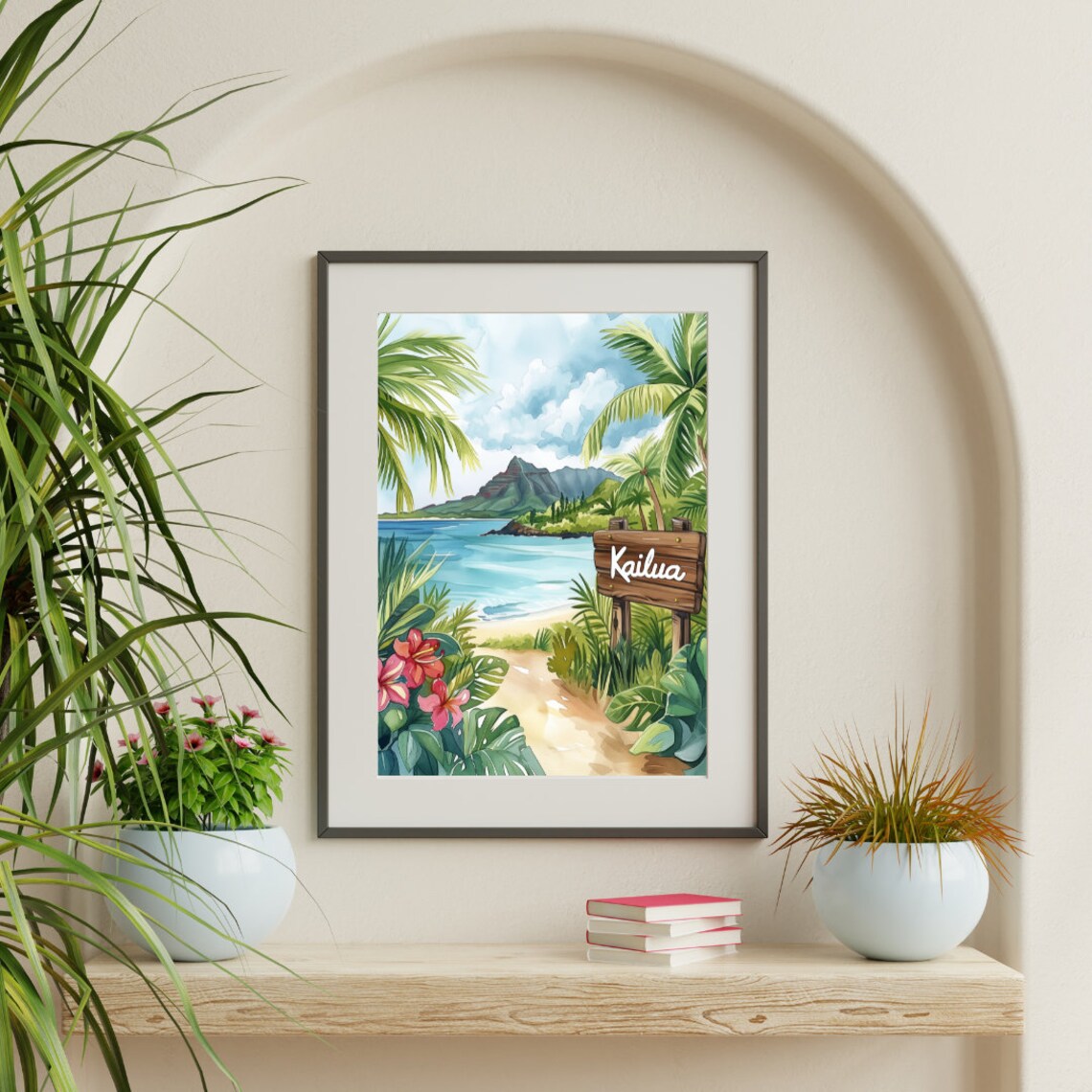 Kailua Watercolor Art Print, Hawaii Travel Poster - Image 3