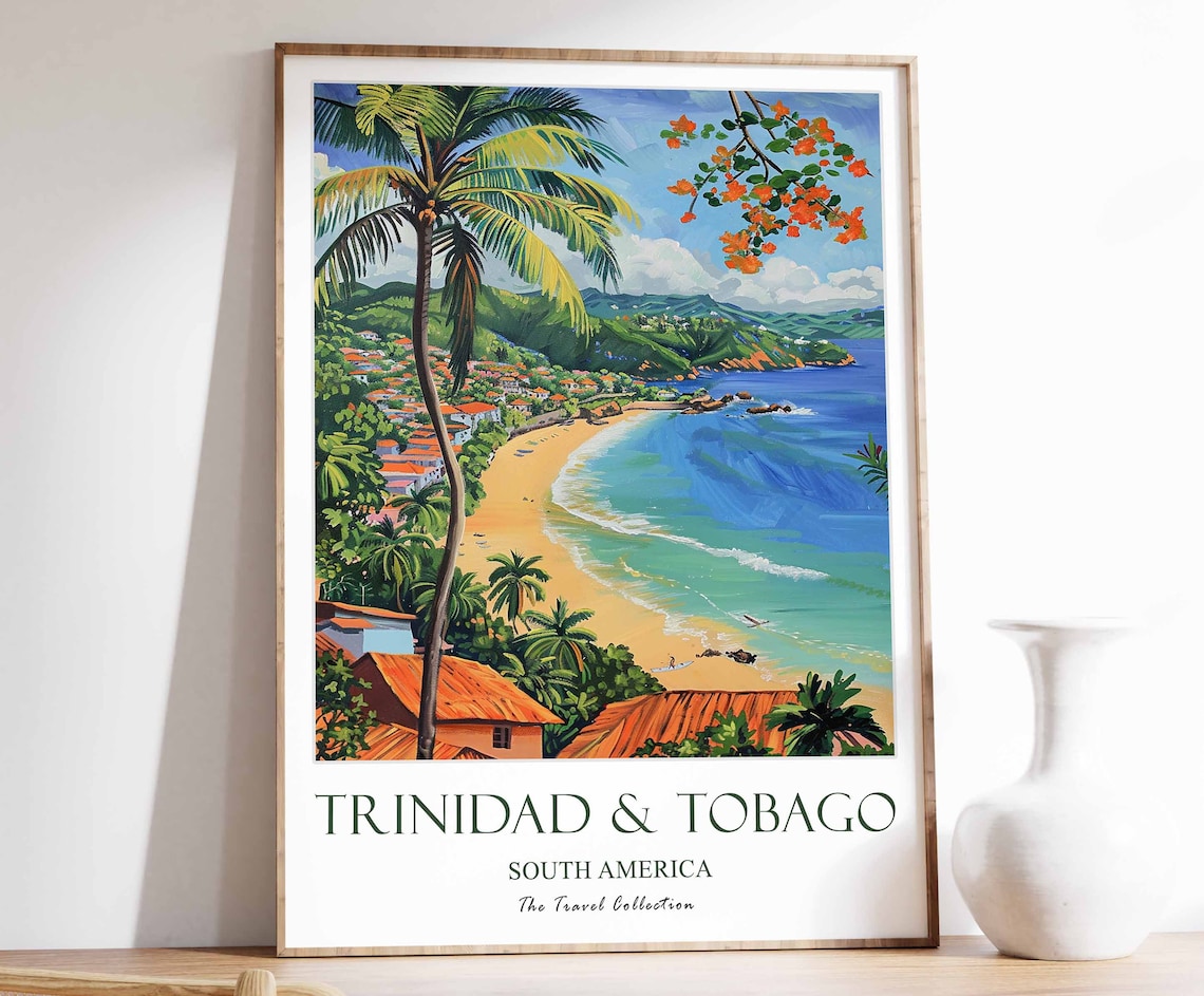 Trinidad And Tobago Travel Poster, Tropical Decor Art