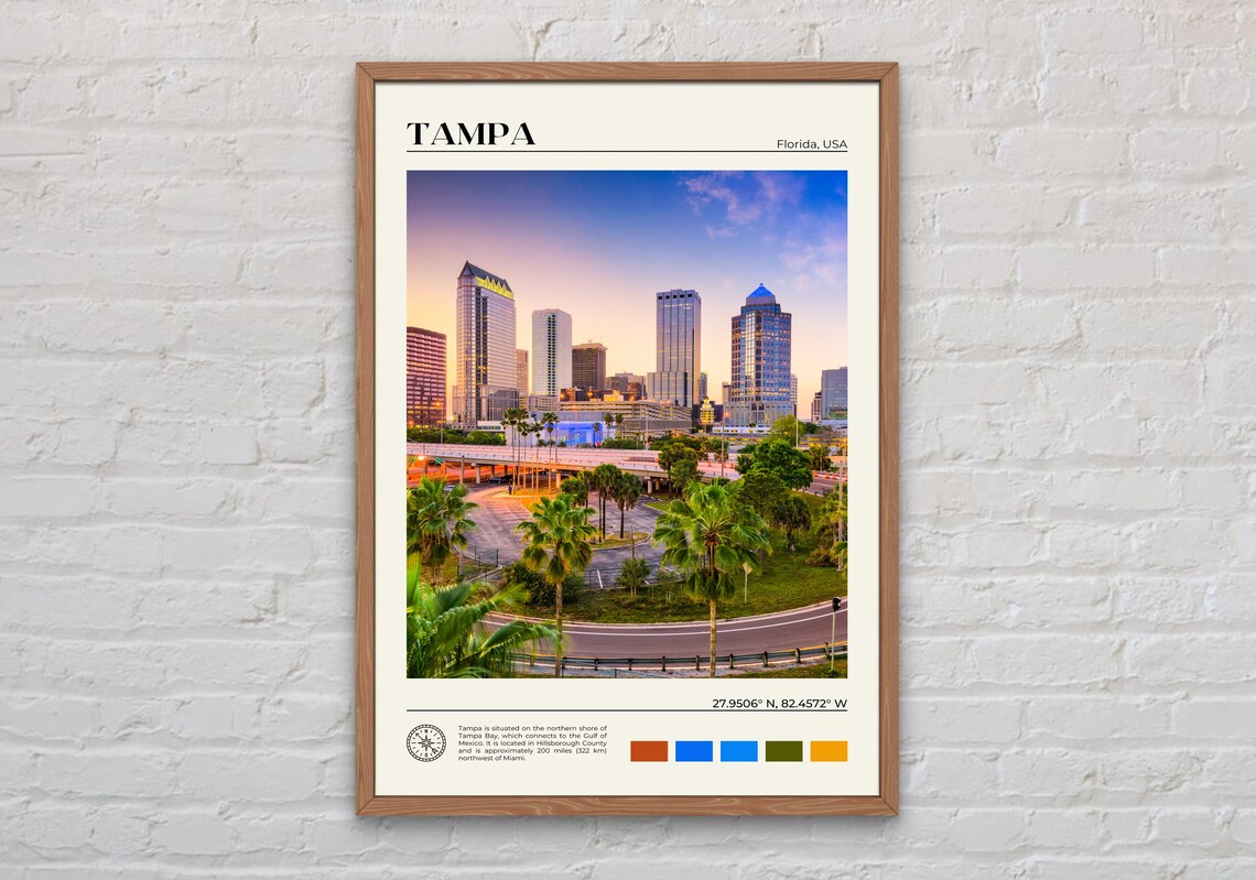 Tampa Travel Poster, Florida Wall Art Print
