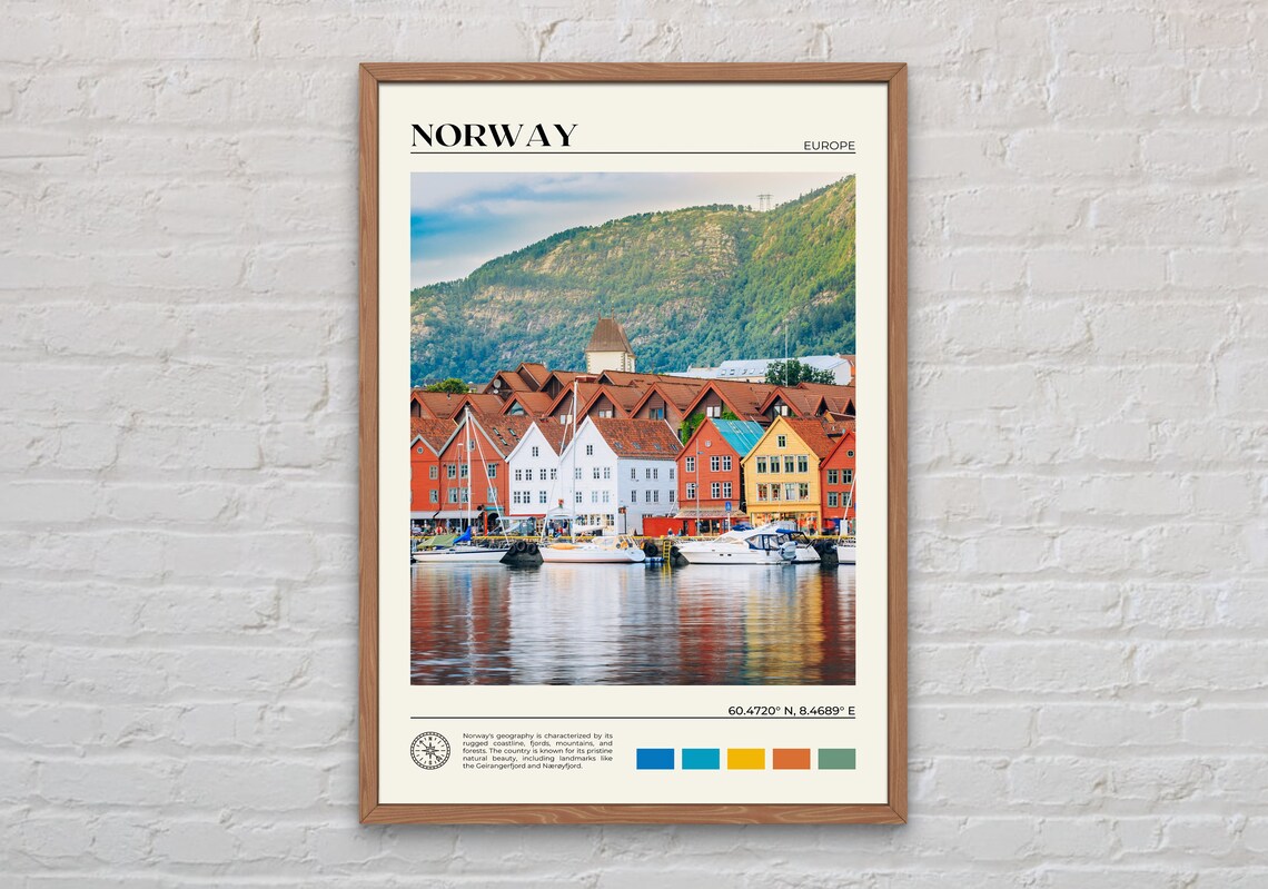 Norway Travel Poster, Oslo Europe Wall Art