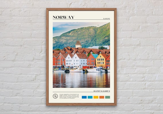 Norway Travel Poster, Oslo Europe Wall Art