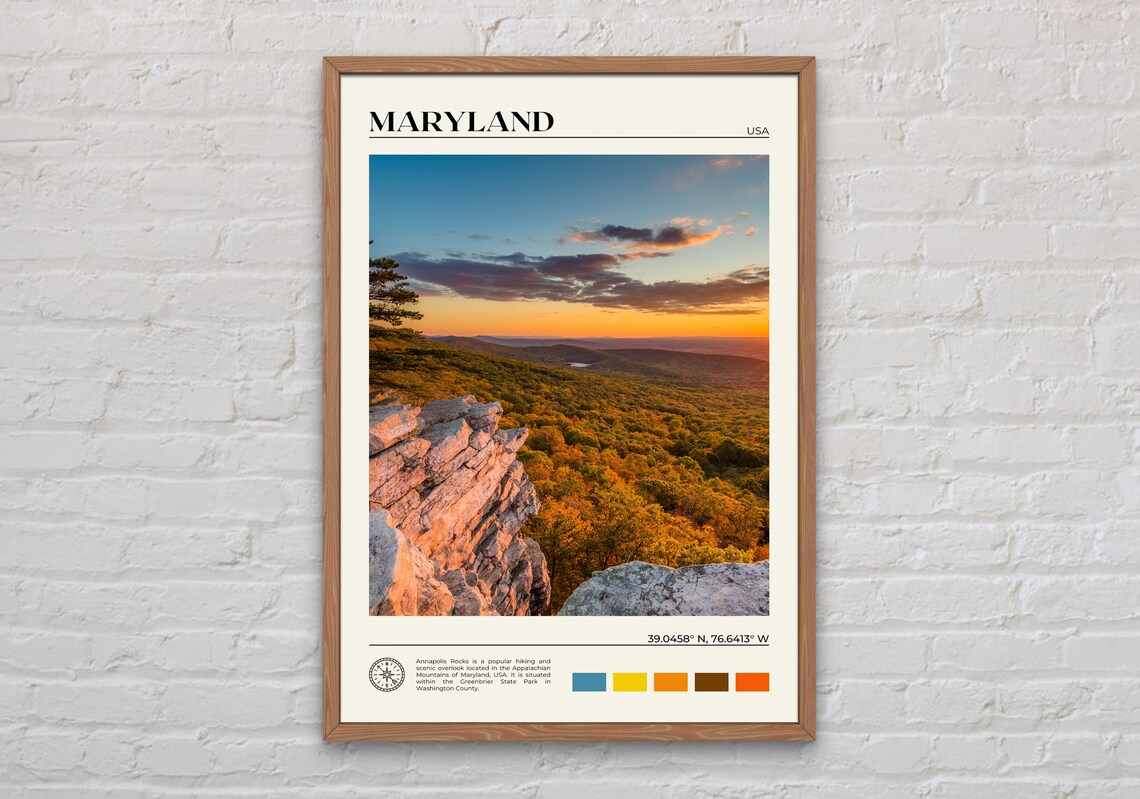 Maryland Real Photo Travel Poster, USA Wall Art