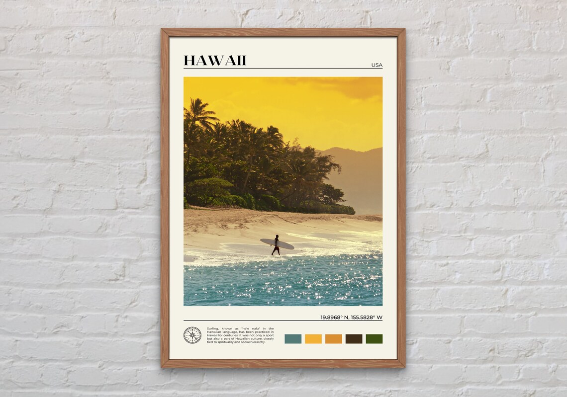 Hawaii Travel Poster, Hawaiian Islands Photo Print