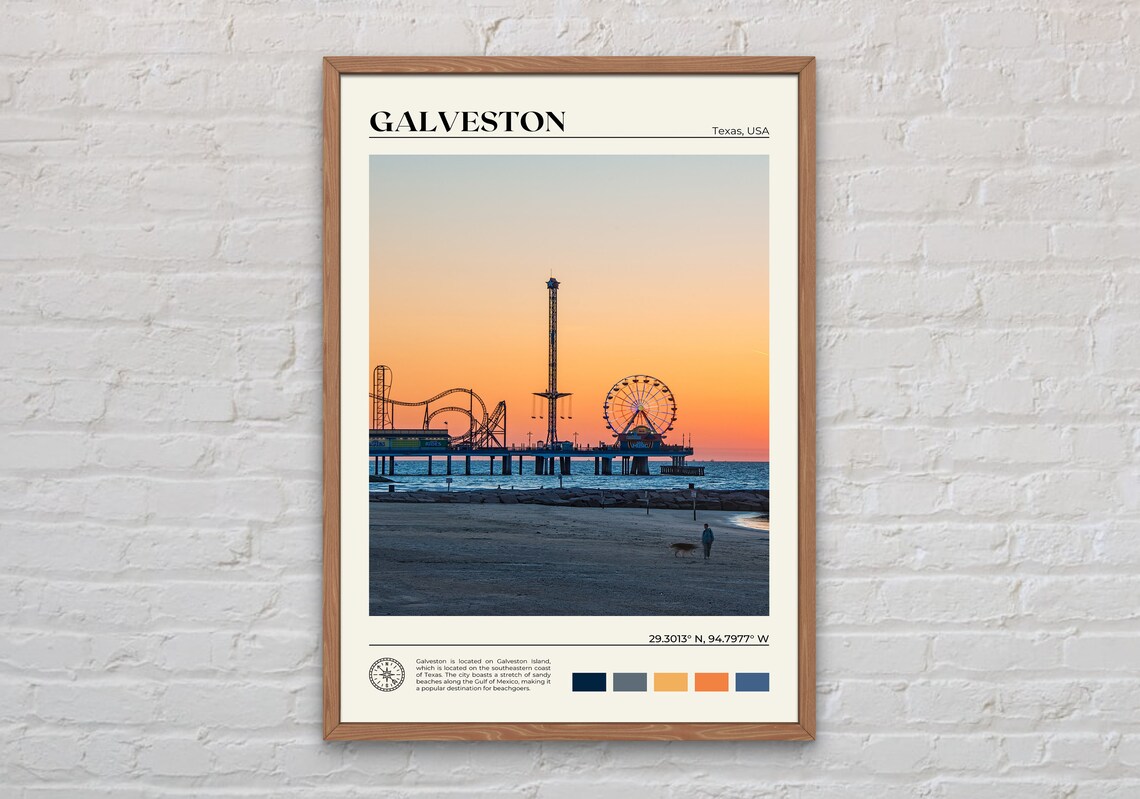 Galveston Travel Poster, Texas Coastal Photo
