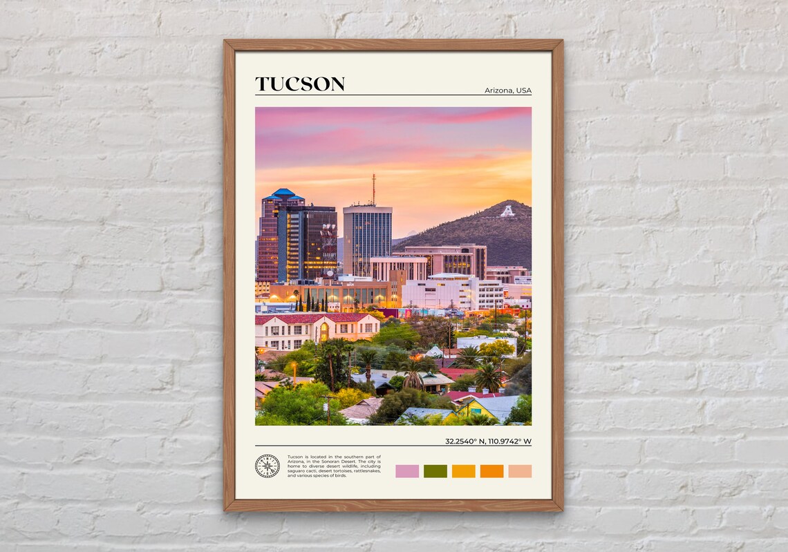 Tucson Travel Poster, Arizona Wall Art Print