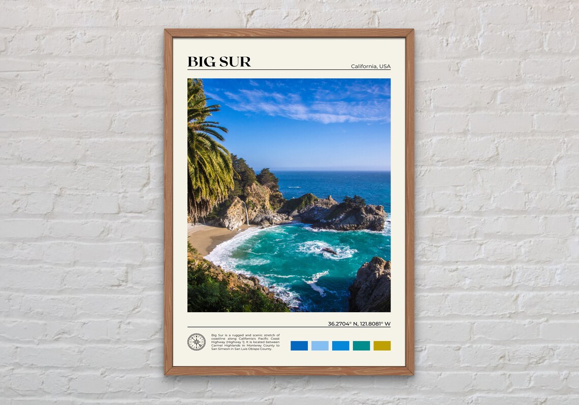 Big Sur Real Photo Travel Poster, California Decor