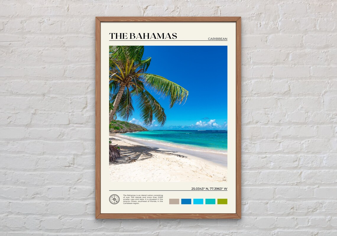 The Bahamas Travel Poster, Coastal Wall Art Print