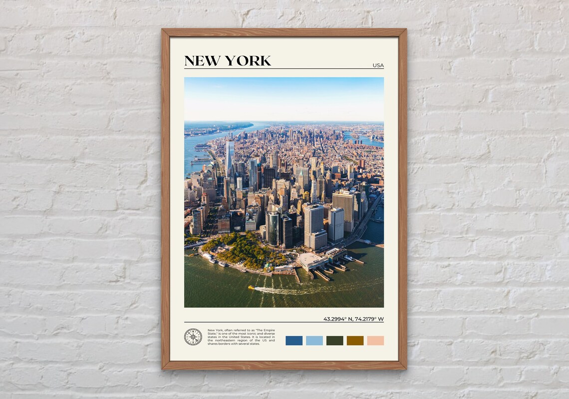 New York State Travel Poster, USA Wall Art
