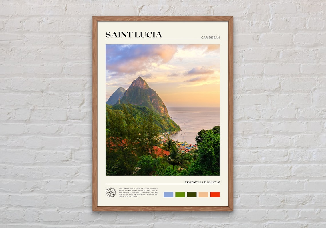 Saint Lucia Photo Print, Island Travel Poster