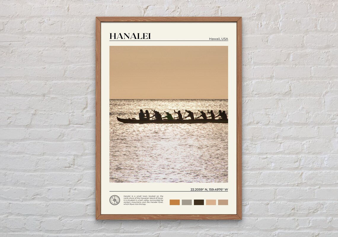 Hanalei Hawaii Travel Poster, Place Wall Art